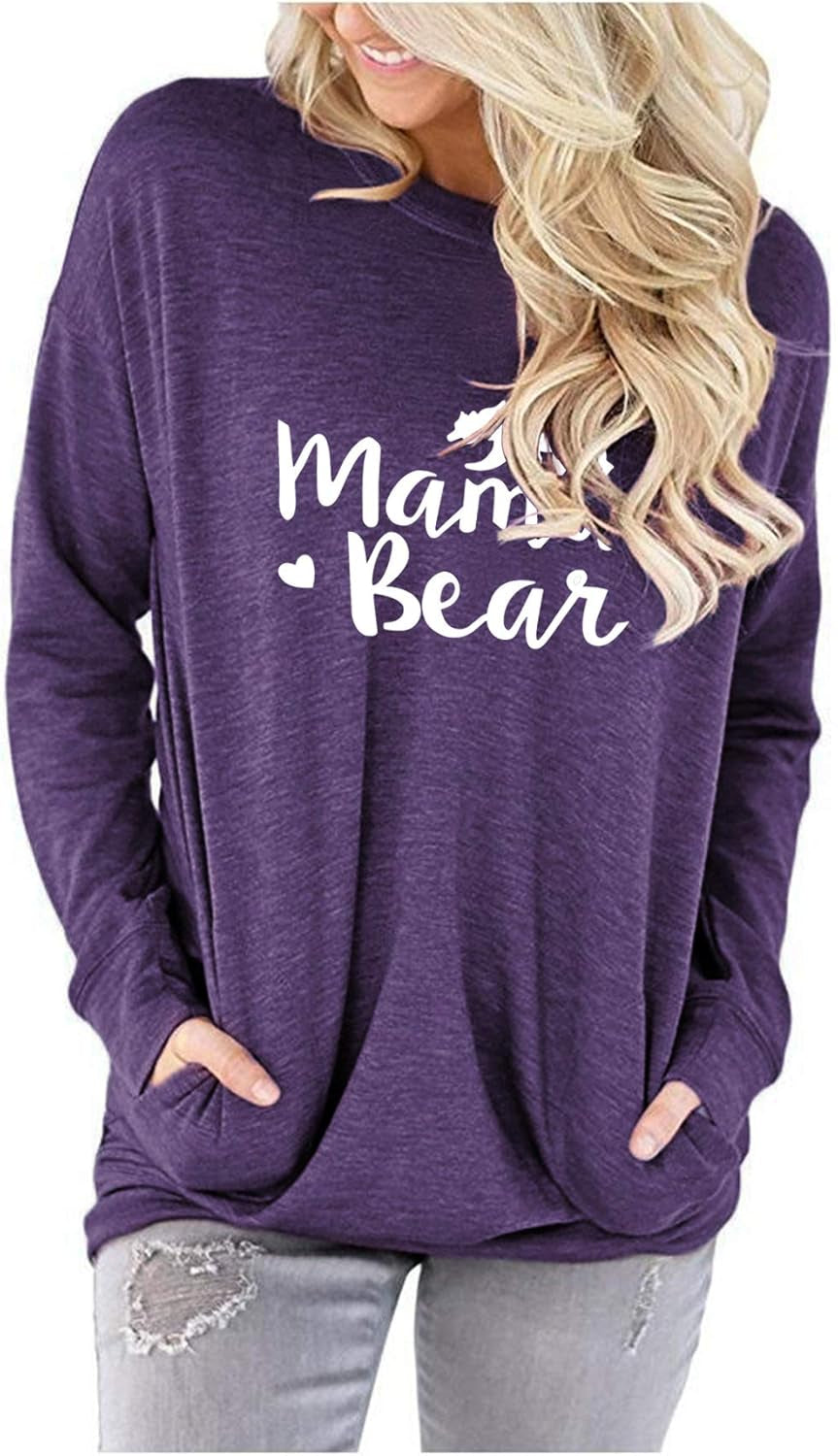 Womens Crewneck Sweatshirt Casual Loose Fitting Tops Long Sleeve T Shirt